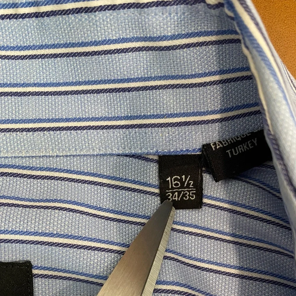 Boss Hugo Boss Sharp Fit Dress Shirt Light Blue Pinstripe Men’s Size 16.5